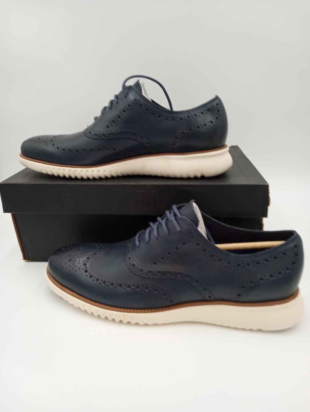 Cole Haan Zerogrand 2 Wing Ox Shoes Mens Navy Leather Dress Casual Size 10.5